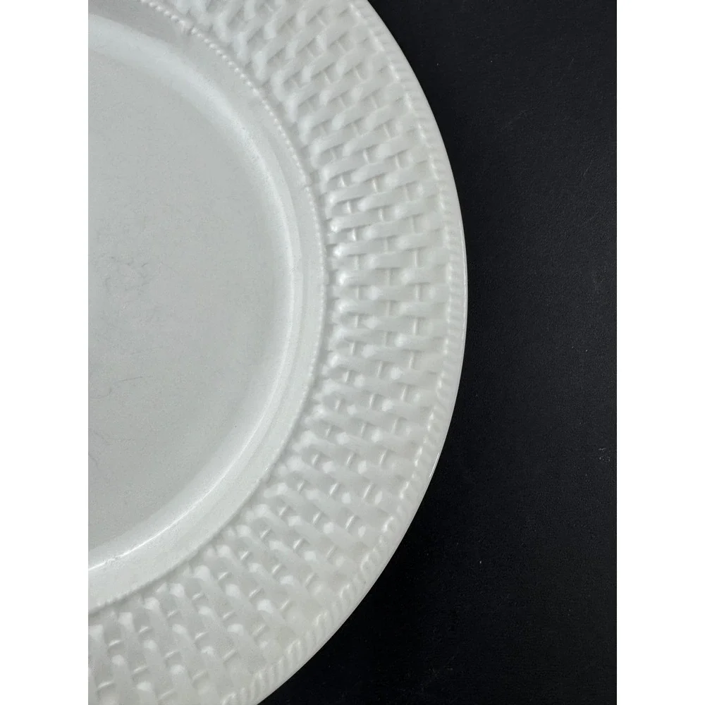 Sakura Oneida Basketweave White Stoneware Dinner Plate‎ 10.5 Inch